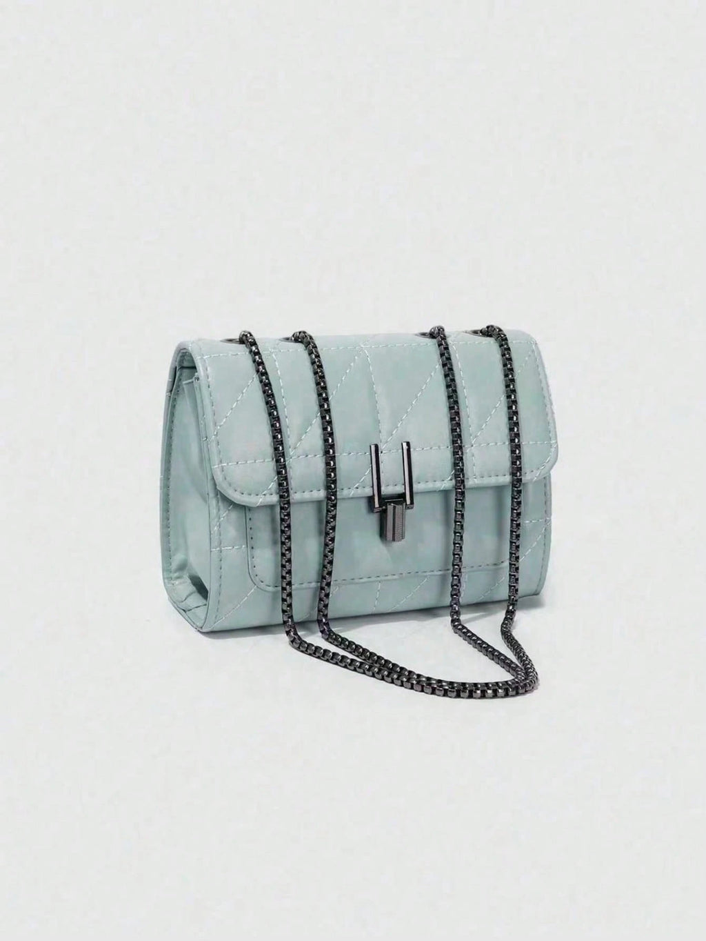 Dedoo Elegant Women's Chain Shoulder Bag, Rhombus PU Leather Crossbody Bag, Luxury Minimalist Handbag & Shoulder Bag, Zipper Closure, Plaid Pattern, Washable, Polyester Lining