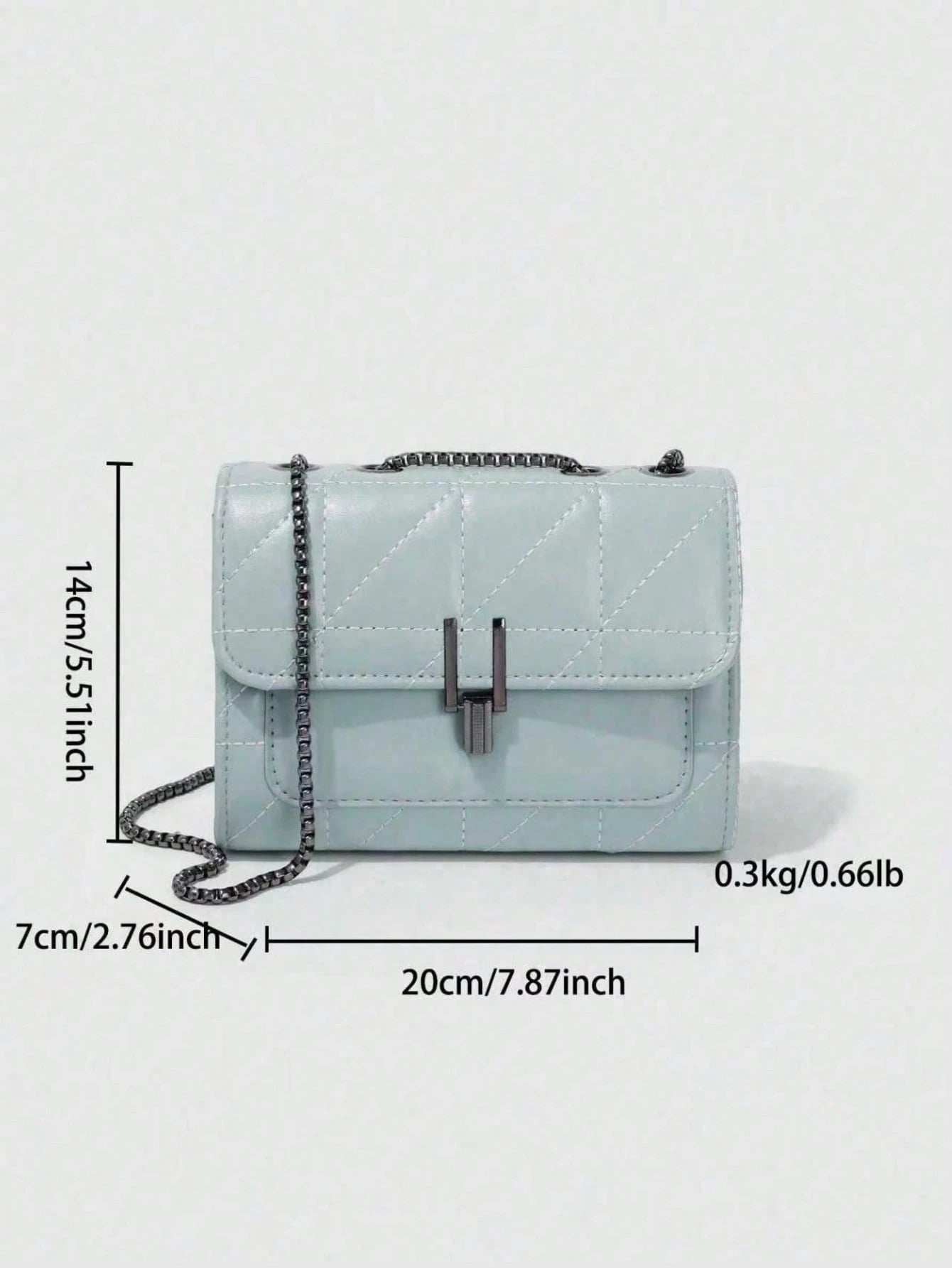 Dedoo Elegant Women's Chain Shoulder Bag, Rhombus PU Leather Crossbody Bag, Luxury Minimalist Handbag & Shoulder Bag, Zipper Closure, Plaid Pattern, Washable, Polyester Lining