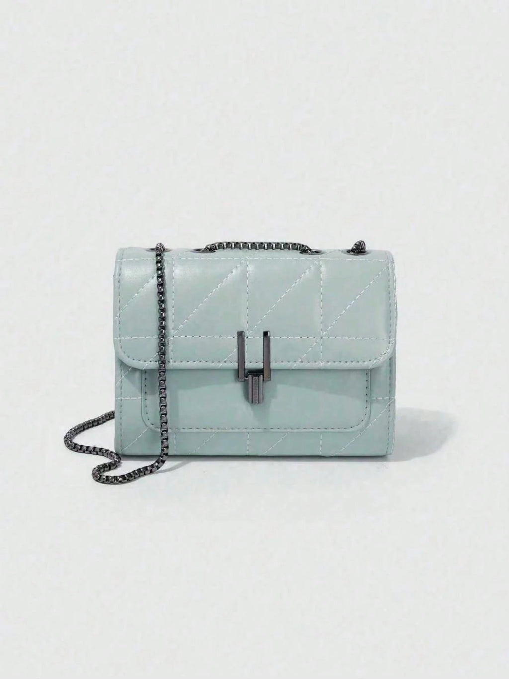 Dedoo Elegant Women's Chain Shoulder Bag, Rhombus PU Leather Crossbody Bag, Luxury Minimalist Handbag & Shoulder Bag, Zipper Closure, Plaid Pattern, Washable, Polyester Lining