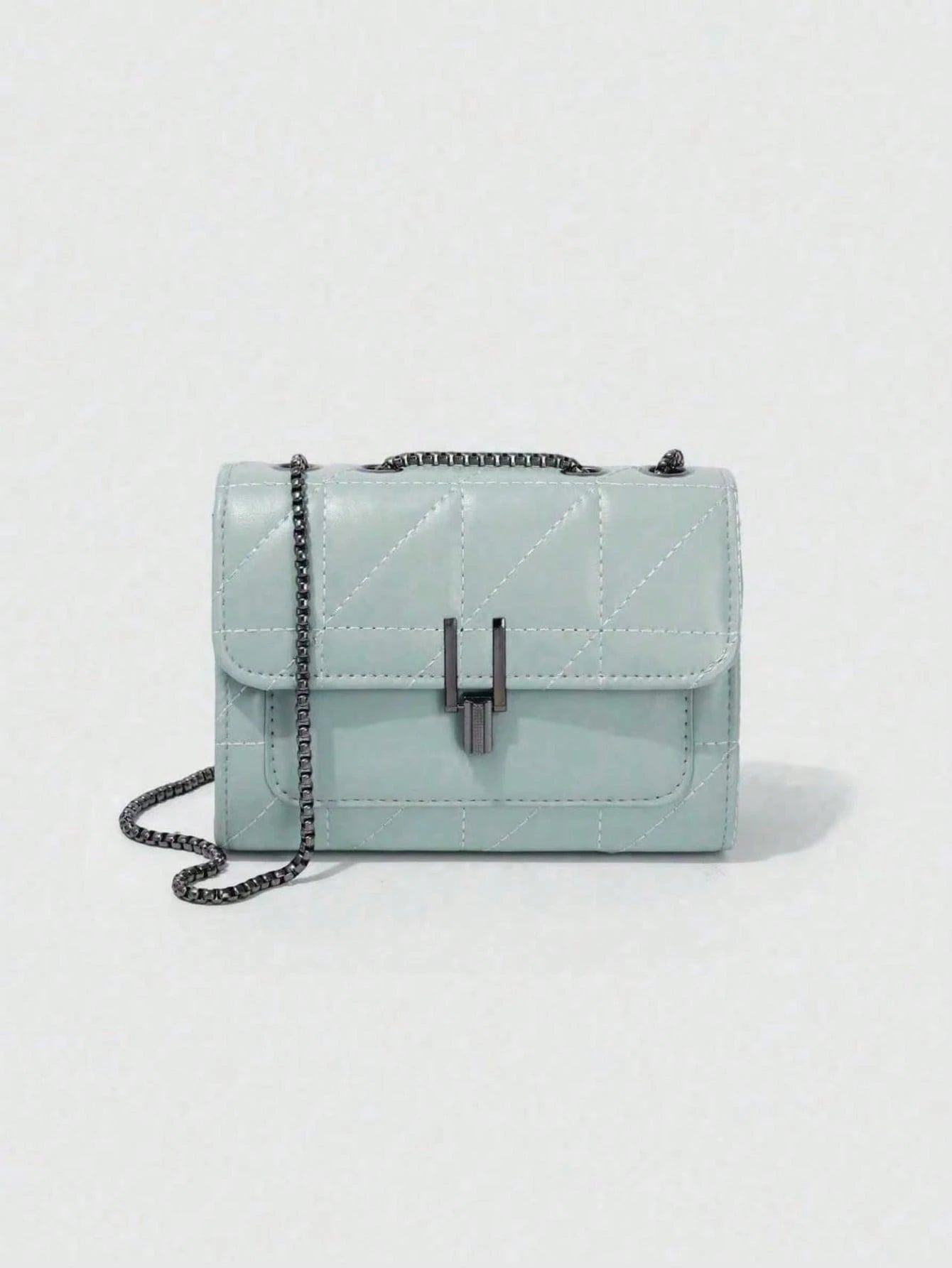 Dedoo Elegant Women's Chain Shoulder Bag, Rhombus PU Leather Crossbody Bag, Luxury Minimalist Handbag & Shoulder Bag, Zipper Closure, Plaid Pattern, Washable, Polyester Lining