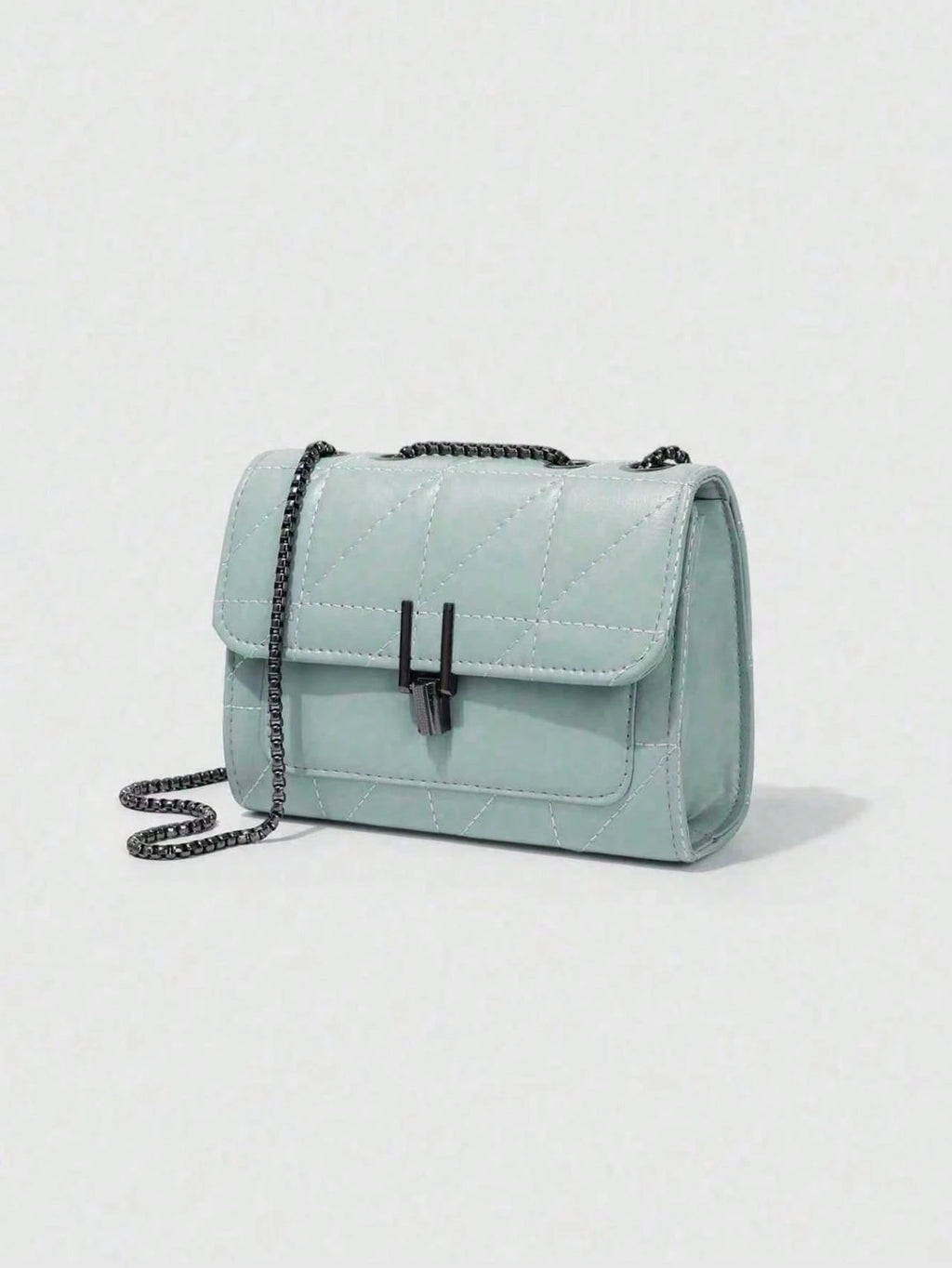 Dedoo Elegant Women's Chain Shoulder Bag, Rhombus PU Leather Crossbody Bag, Luxury Minimalist Handbag & Shoulder Bag, Zipper Closure, Plaid Pattern, Washable, Polyester Lining