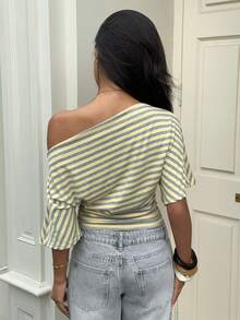 The Shape Is The Design | Yellow Striped Asymmetric Blouse