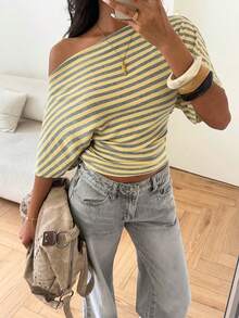The Shape Is The Design | Yellow Striped Asymmetric Blouse