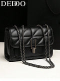 Dedoo 1pc Women's Elegant Shoulder Bag, With Chain Strap, Quilted PU Leather , Luxury Minimalist , Zipper Closure, Plaid Pattern, Washable , Retro Style
