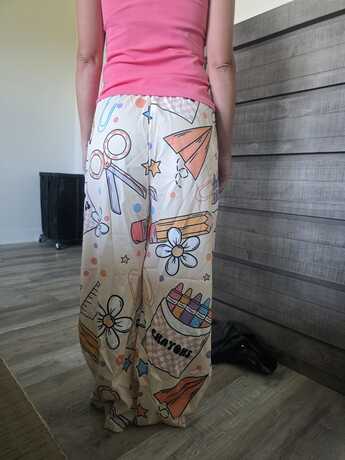 The Serious Silhouette | Colorful School Supplies Wide Leg Pants