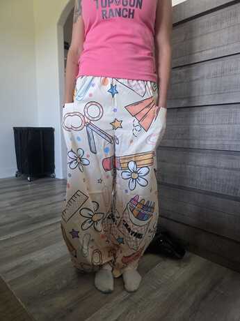 The Serious Silhouette | Colorful School Supplies Wide Leg Pants