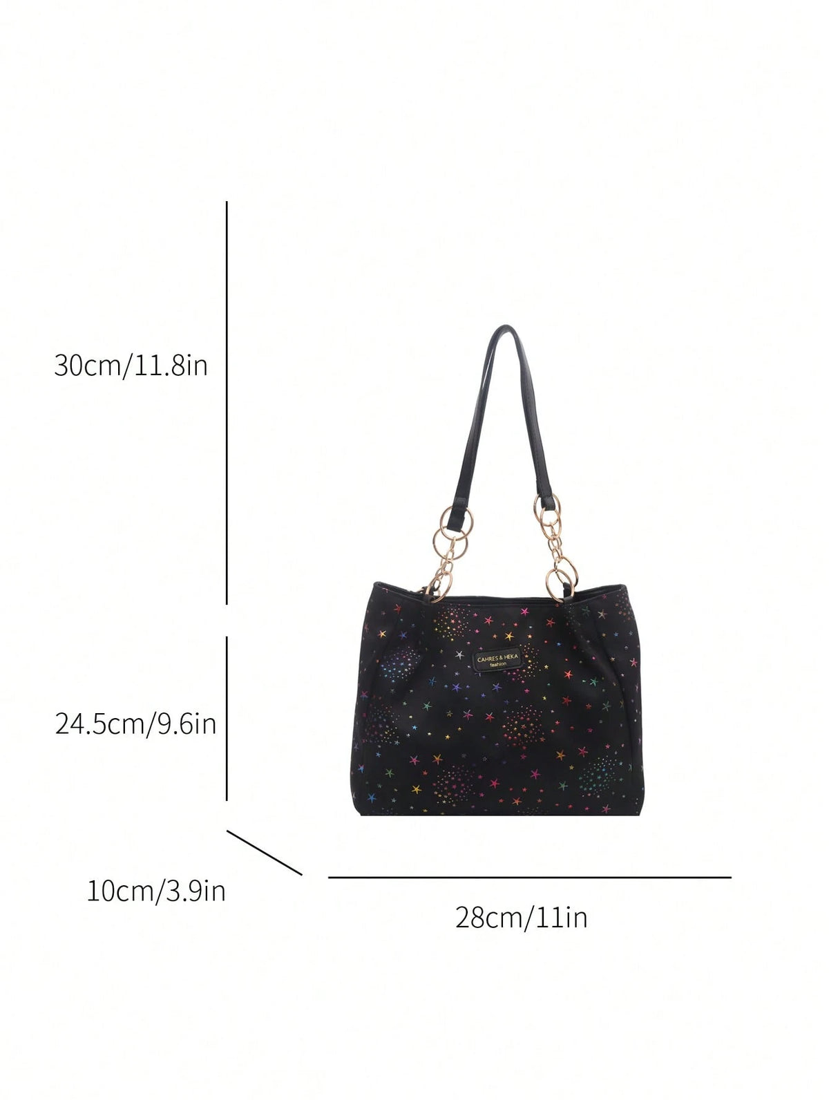 1pc Cloud Pendant Decor Colorful Star Pattern Polyester Fiber Large Capacity Zipper Fashion Shoulder Bag Suitable For Women's Daily Use