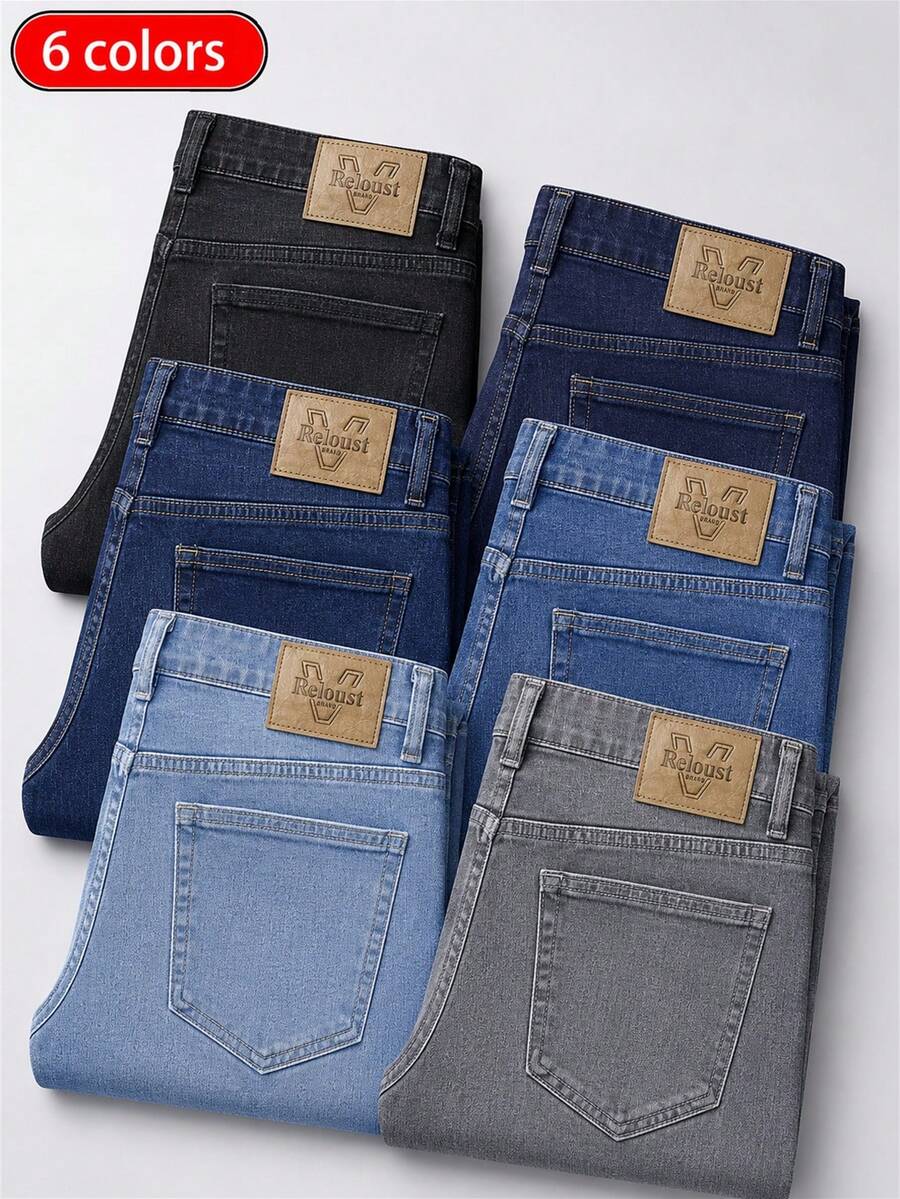 Men'S Regular Cut, Comfortable Stretch Waist Jeans, Comfortable Stretch Straight Leg Design. Suitable For — view 1