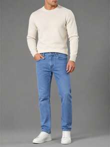 Men'S Regular Cut, Comfortable Stretch Waist Jeans, Comfortable Stretch Straight Leg Design. Suitable For — view 5