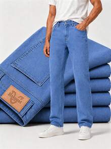 Men'S Regular Cut, Comfortable Stretch Waist Jeans, Comfortable Stretch Straight Leg Design. Suitable For — view 3