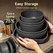 21 Piece Non-Stick Pots And Pans, Ceramic Cookware Set With Detachable Handles, Stackable Kitchen Set And — view 9