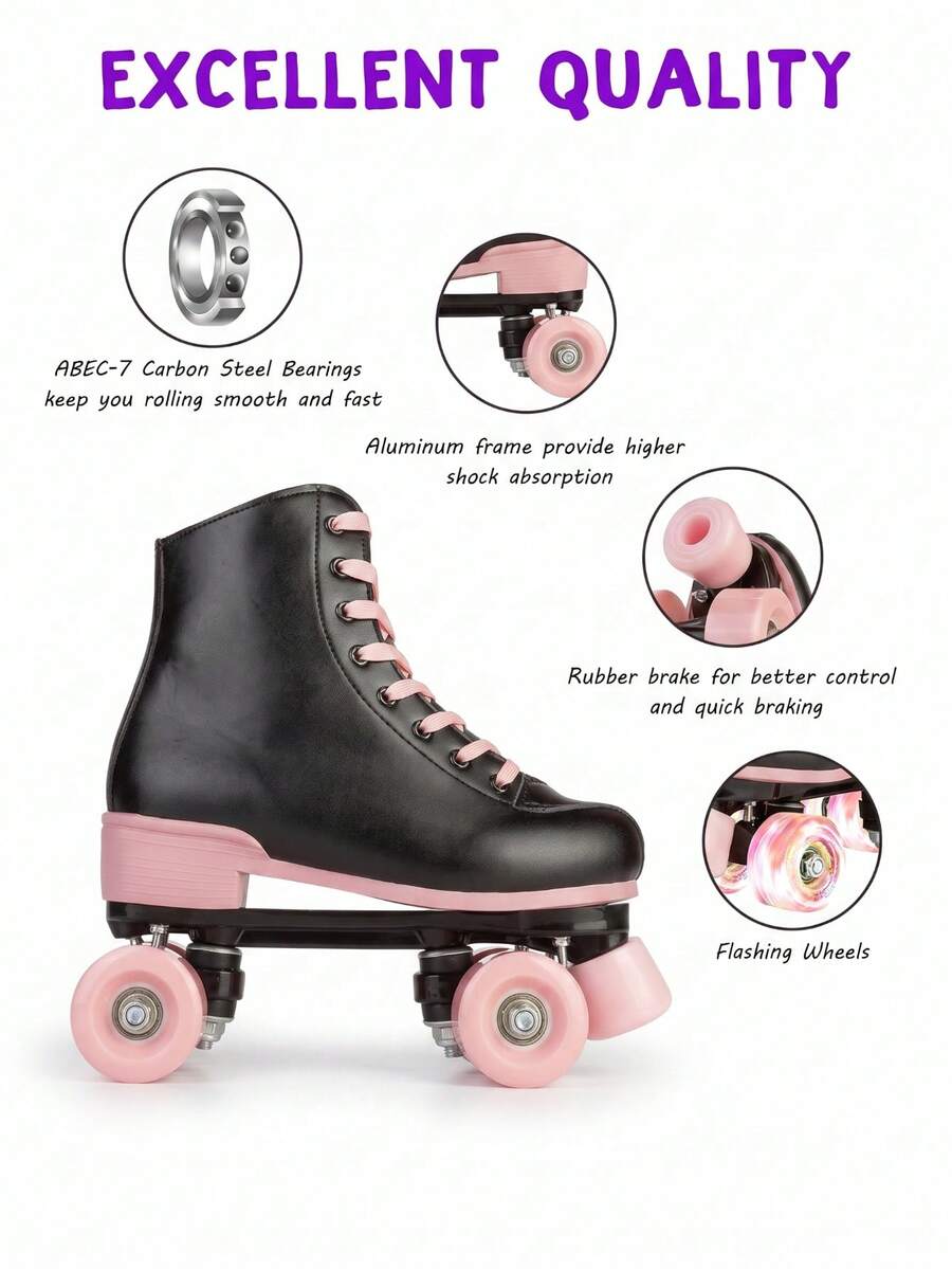 Milky Way Women's Roller Skates With Light-Up Wheels, Men's, Adult, Beginner Outdoor Quad Roller Skates — view 2