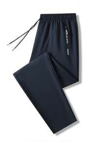 Men's Autumn/Winter Minimalist Commuter Sweatpants, Loose Fit Drawstring Zipper Pocket Long Pants, Office — view 9