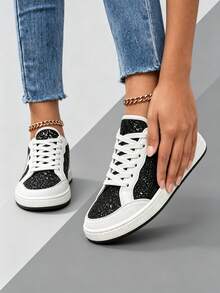 Iridescent Glitter Sneakers For Women Low Top Casual Shoes With Star Pattern Lightweight Comfortable Footwear — view 6