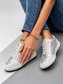 Glitter Running Shoes For Women Fashionable Casual Sneakers With Star Logo Comfortable Athletic Shoes For — view 8