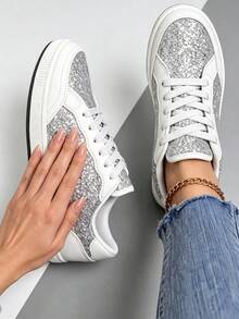 Glitter Running Shoes For Women Fashionable Casual Sneakers With Star Logo Comfortable Athletic Shoes For — view 3