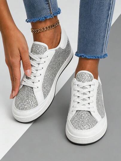 Glitter Running Shoes For Women Fashionable Casual Sneakers