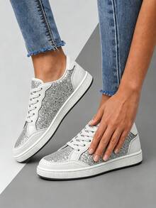 Glitter Running Shoes For Women Fashionable Casual Sneakers With Star Logo Comfortable Athletic Shoes For — view 4