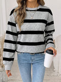 SHEIN LUNE Women's Striped Casual Daily Long Sleeve