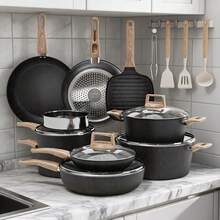 26 Piece Non-Stick Pots And Pans Set Ceramic Cookware Frying Pans, Sauté Pan, Saucepan, Stockpot, Steamer, Grill — view 7