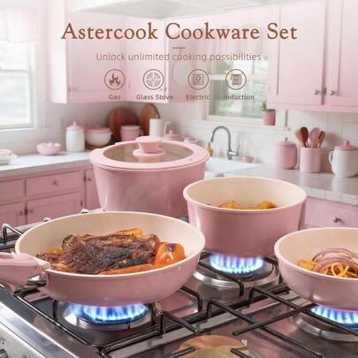 12 Pcs Non Stick Cookware Sets Granite Induction Cookware, Healthy Nonstick Kitchen Cooking Set, Suitable For — view 8