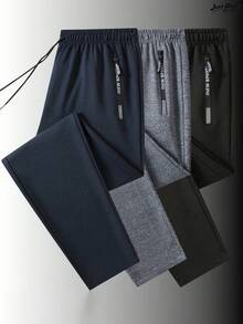 Men's Autumn/Winter Minimalist Commuter Sweatpants, Loose Fit Drawstring Zipper Pocket Long Pants, Office — view 2