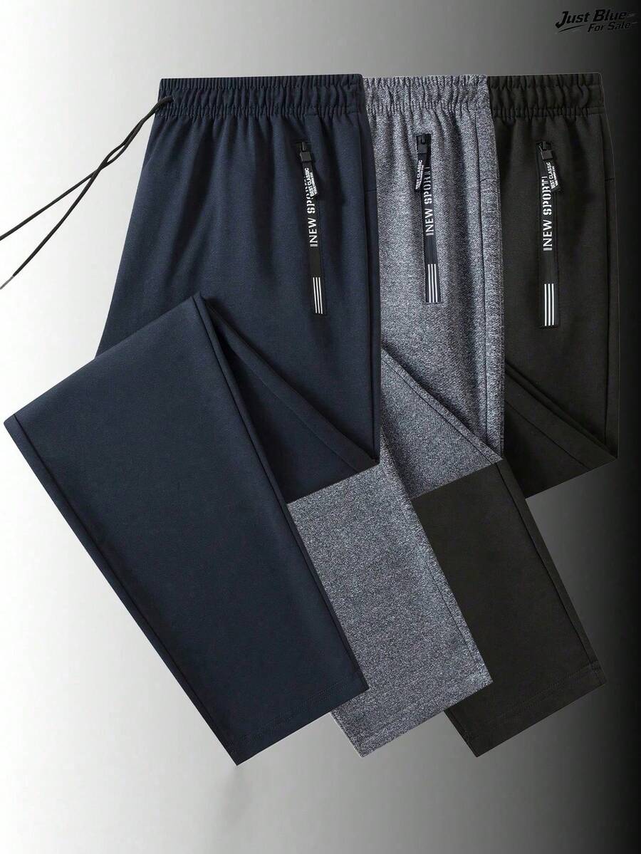 Men's Autumn/Winter Minimalist Commuter Sweatpants, Loose Fit Drawstring Zipper Pocket Long Pants, Office — view 1