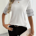 Women's Casual Crew Neck Color Block T-Shirt - Jersey Blend