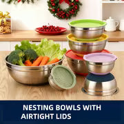 Set Of 8/15 Sealed Mixing Bowls, Made Of Rust-resistant Stainless Steel. Multiple Sizes Meet Daily Needs And — view 4