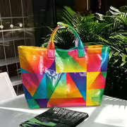 The Prism Room | Rainbow Geometric Print Tote, Large-Capacity Commuter & Shoulder Bag