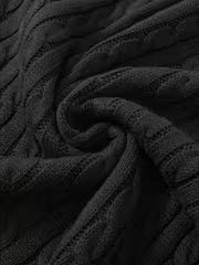 1pc Men's Casual Viscose Knit Sweater - Twist Cable Pattern Crew Neck Long Sleeve Pullover, Regular Fit Solid — view 5