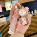 Adorable KT Cat Quicksand Keychain for, Creative Cartoon Figure, Perfect for School Bags, Car Keys, And Fun Accessories