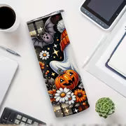 1pc 20oz Christmas Pumpkin Themed Pattern Tumbler with Lid and Straw, Stainless Steel Insulated Hot and Cold — view 4