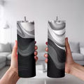 1pc 20oz Abstract Black And White Wavy Lines Pattern Stainless Steel Insulated Tumbler Travel Mug with Lid — view 2