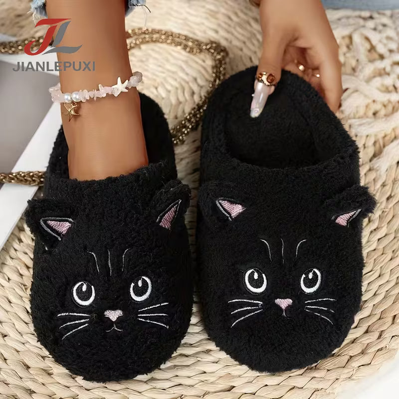 Fashionable New Cat Embroidery Cartoon Comfortable Couple's Indoor Home Slippers, Unisex Silent Slippers Wide — view 10