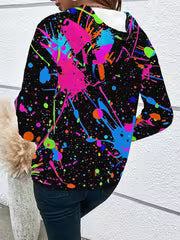 Women's Neon Paint Splatter Hoodie — view 2