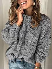2026 Fall Winter New Women Chunky Sweater, Hollow Out Speckled Oversized Long Sleeve Pullover, Lazy French Style — view 1