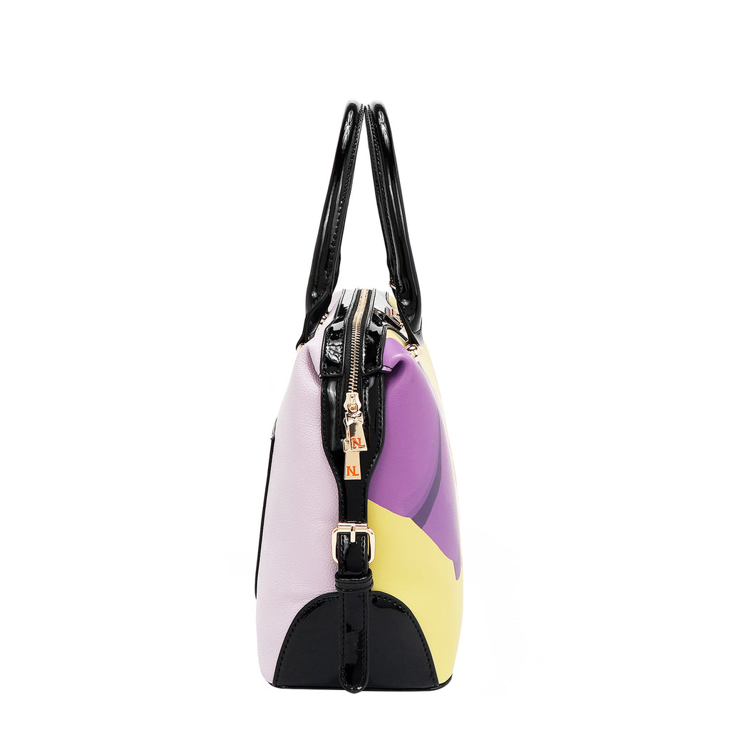 Nicole Nail Polish 3 Piece Set (Large Handbag, Small Crossbody, Small Wallet) 3-In-1 Versatile Travel Set, Yellow/Multicolor, Fashionable Chic Print