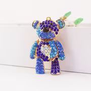 Cute Colorful Patchwork Bear Animal Rhinestone Car Keychain Key Ring Key Fob Gift Pendant for Girlfriend — view 6