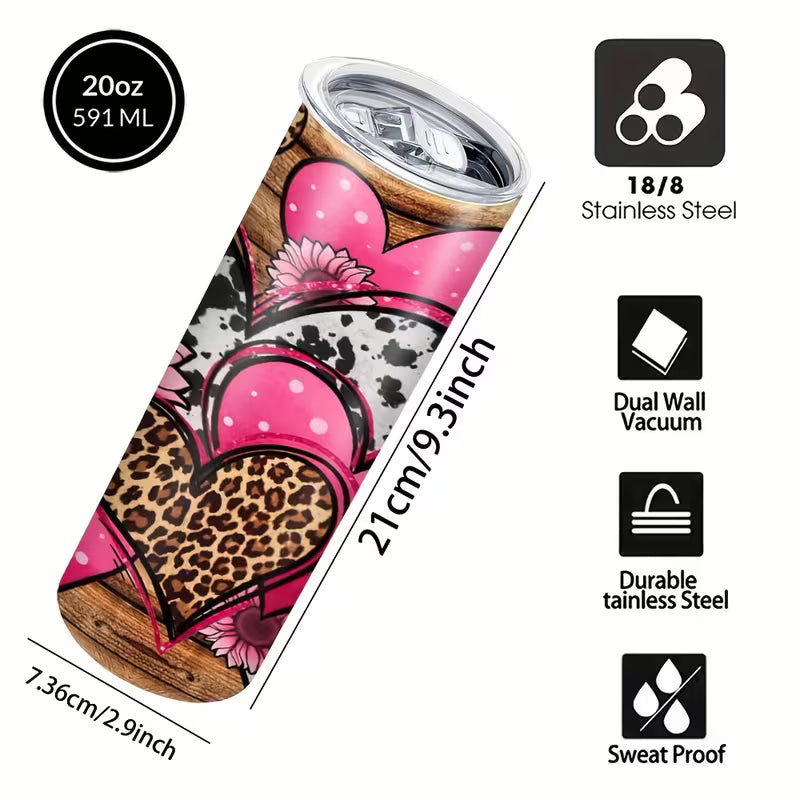 Wild Heart Design Coffee Mug, Stainless Steel Insulated Tumbler with Lid & Straw, Beverage Container & Travel — view 12