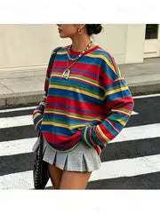 Spring and Autumn Digital Print Striped Casual Versatile Long Sleeve — view 2