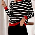 Elegant Color-Block Striped Sweater - Soft Round Neck