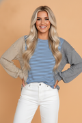 The Second Look | Stripe Colorblock Round-Neck Long-Sleeve Top — view 1 of 3