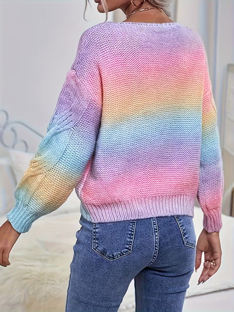 Autumn-Winter New Arrival: Trendy Loose-Fit Gradient Long-Sleeve Pullover for Women - Versatile, Elegant Retro — view 6