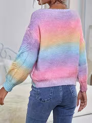 Autumn-Winter New Arrival: Trendy Loose-Fit Gradient Long-Sleeve Pullover for Women - Versatile, Elegant Retro — view 5