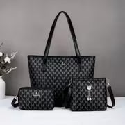 Women's printed handbag set, large capacity tote bag + crossbody bag + small bag, with letter decoration design — view 2