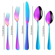 60pcs Outdoor Stainless Steel Rainbow Cutlery Set, Portable And Durable, 12 Serving Knives, Forks And Spoons — view 2