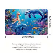 2D Flat, 4pcs Bathroom Decoration Set, Ocean Themed 2D FLAT Shower Curtain and Non-Slip Bath Mats Toilet Lid — view 8