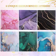 The Paper Trail | 6pc Marble Hardcover 3-Ring Binders, 10.5 x 12 Inch for Letter & Loose-Leaf