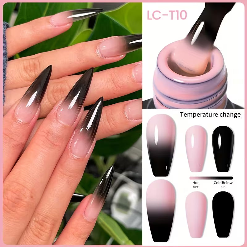 LILYCUTE 0.24oz 3 Layers Thermal Nail Gel Polish Autumn Winter Nude Red Gradient Temperature Color Changing for — view 10